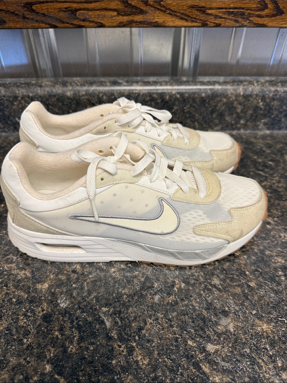 Nike Cream and White air max Mesh Suede Runner Sneakers